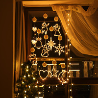 Lanterne LED colorée personnalisée avec minuterie, en plastique, à ventouse pour fenêtre, motif rennes et clochettes, pour décoration de chambre, fête et Noël