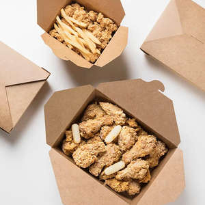 علبة من ورق الكرافت المعاد تدويره لتعبئة الأطعمة السريعة والساندوتشات والمطاعم علبة بنية اللون من ورق الكرافت للاستعمال مرة واحدة علبة من ورق الكرافت للوجبات السريعة الخارجية - Product Image 4