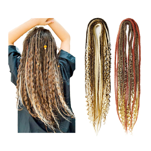Vente en gros 24 pouces pré bouclé <span class=keywords><strong>Crochet</strong></span> cheveux 10 brins droite Boho boîte tresse Double extrémité dreads serrure extension de cheveux - Product Image 1