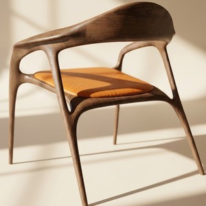 Fauteuil d'appoint de luxe en bois de noyer massif avec accoudoirs incurvés, finition grain ouvert, mobilier contemporain pour la maison et les centres de villégiature PISANO - Product Image 2