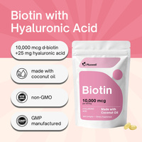 Cápsulas Blandas de Biotina con LOGO OEM, 10000mcg, con Ácido Hialurónico y Aceite de Coco, para el Cabello, la Piel y las Uñas, Suplemento Dietético para el Bienestar Diario