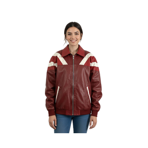 Chaqueta de Cuero Entallada para Mujer 100% Original, Invierno, Resistente al Viento, Tejido de Lona, Opciones de Logotipo y Color Personalizados - Product Image 1