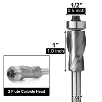 Fraise à rainurer ultra-performante Bottom Bearing Upcut pour le fraisage en ligne, motif en spirale, pour le travail du bois, tige de 1/4 pouce