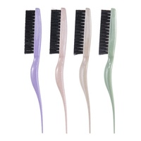 Peigne à perruque démêlant personnalisé brosse à queue pointue brosse à cheveux anti-frisottis paille de blé + poils de sanglier en nylon lilas