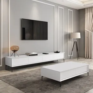 Support de luxe unité murale moderne armoire de haute qualité blanc pied de télévision au sol meubles de maison salle à manger chaises salon