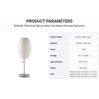 Vente en gros milieu du siècle moderne Nelson lampe de table nordique japonais plissé polymère cocon soie abat-jour lampe de chevet pour hôtel