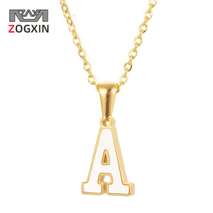 Zogxin Letter A Pendant Necklace 18K Gold Plated Stainless Steel Daily Wear Gift Jewelry Capital Alphabet Chain - Product Image 1