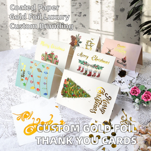 Cartes de remerciement personnalisées avec impression dorée, papier fantaisie, pelliculage, cartes de vœux d'anniversaire de luxe pour petites entreprises - Product Image 2