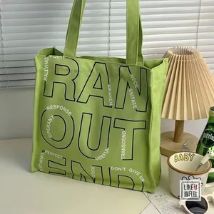 2023 New Fashion Women Canvas Tote Bags Large Capacity Handbag Apple Green Shopper Bags High Quality Casual Shopping Beach Bags