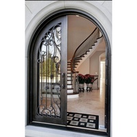 Porte d'entrée principale en fer forgé isolée avec verre de sécurité, double entrée en fer pour entrée/hôtel/villa – Direct Usine