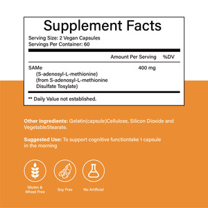 Cápsulas/Tabletas de <span class=keywords><strong>S</strong></span>-Adenosil-Metionina SAM-e 400mg de Marca Privada OEM, el Mejor Suplemento para el Estado de Ánimo, el Hígado y las Articulaciones para Adultos y Mascotas - Product Image 4