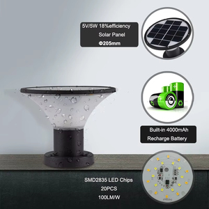 Outdoor Solar LED <b>Post</b> <b>Light</b> IP65 Waterproof Aluminum <b>Post</b> Cap Lamp Warm White Garden Fence Deck Patio Landscape Lighting SG-8 L - Product Image 1