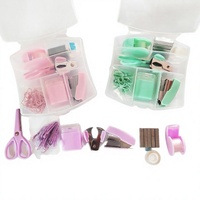 Ensemble de mini-agrafeuses, organiseur de papeterie de bureau, kit de fournitures de bureau miniatures couleur macaron pour l'école et le bureau