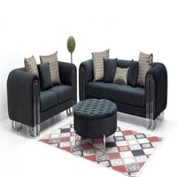 Ensemble de canapés Chesterfield en tissu de luxe moderne avec rangement, design modulaire, structure en bois, convertible 2/3 places pour salon, école, atelier