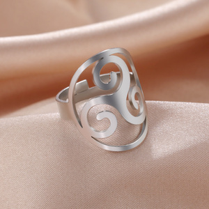 Anillos Ajustables de Acero Inoxidable Myshape para Mujer, Anillo <span class=keywords><strong>Triskele</strong></span> Triskelion, Amuleto de Triple Espiral, Joyería Irlandesa Vintage, Regalo - Product Image 5