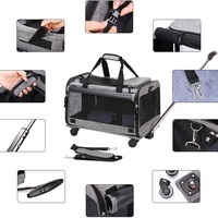 Sac de transport pour animaux de compagnie approuvé par les compagnies aériennes, détachable, portable, respirant, avec roues, chariot de voyage pour animaux de compagnie