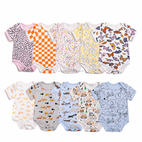 Baby Neugeborenen Niedlicher Strampler Säuglings-Bodysuit Reine Baumwolle Knopfverschluss Schmetterling/Blumen/Kariert Muster