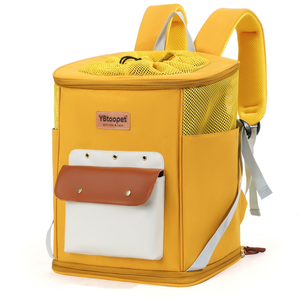 Pet <b>Backpack</b> Carrier Oxford Material Breathable Zipper Closure Yellow Color for <b>Cats</b> - Product Image 1