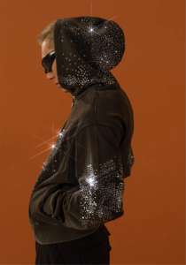 Sudadera con Capucha para Hombre de Alta Calidad, Personalizable, 500 Gsm, Algodón Grueso, Diseño Cuadrado Desgastado con Logotipo de Pedrería, Cierre de Cremallera - Product Image 5