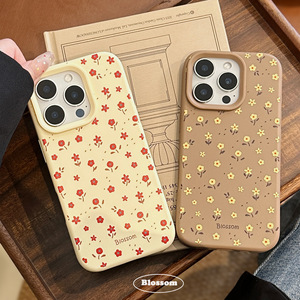 Custodia per telefono cellulare floreale in stile Ins antiurto TPU <span class=keywords><strong>Cover</strong></span> protettiva completa in Silicone per <span class=keywords><strong>iPhone</strong></span> 17 16 15 14 13 <span class=keywords><strong>Pro</strong></span> Plus marrone giallo - Product Image 4