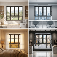 Ventanas y Puertas Corredizas Antirrobo e Impermeables para Casa, Vidrio Templado Horizontal, Ventanas Corredizas de Aluminio Resistentes a Huracanes