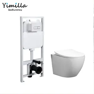 Глянцевое керамическое сиденье для унитаза в ванную комнату, настенный набор для унитаза с резервуаром для воды