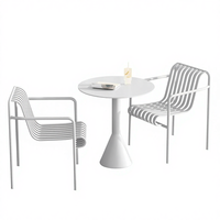 Ensemble de table et de chaises d'extérieur en alliage d'aluminium moderne, trois pièces, pour cour, terrasse, hôtel, usage de loisirs