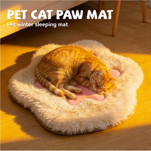 Alfombra de Felpa con Diseño de Huella de Gato, Suave y Cálida, para Mascotas, Decoración del Hogar, Forma Ovalada - Product Image 3