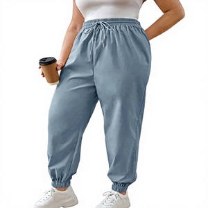 Pantalones Deportivos Casuales para Mujer, Transpirables, Bordados, Cintura Alta Elástica, Color Liso, con Bolsillos, Estilo Jogger - Product Image 1