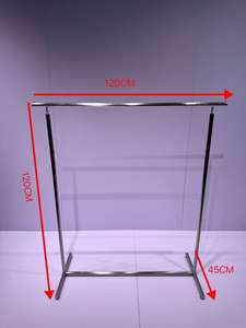 高品質ステンレス製衣類ラック、床置き型、商業用ブティック向け、シルバー、キャスター付き - Product Image 6