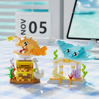 Kompatibel mit Unterwasserwelt Kleiner Krabbe Meeresbewohner Plastik-Baustein-Set Lehrreiches Montage-Spielzeug ab 14 Jahren MZ262-270