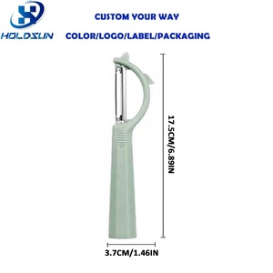 Tùy chỉnh màu sắc sắc nét lưỡi thép không gỉ Hướng dẫn sử dụng nhà bếp rau khoai tây <span class=keywords><strong>Peeler</strong></span> với nonslip Ergonomic xử lý cho cà rốt khoai tây - Product Image 2