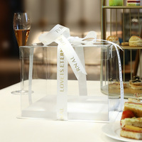 Vente en gros Boîte à gâteau transparente personnalisée 6 8 10 12 pouces transparente recyclable avec vernissage et gaufrage pour usage industriel alimentaire