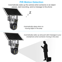 Outdoor 4G / WLAN Solarkamera mit Doppellinse, 8MP 4K Energiesparende Akku-IP-Kamera, PIR Nachtsicht V380 Pro CCTV Sicherheit