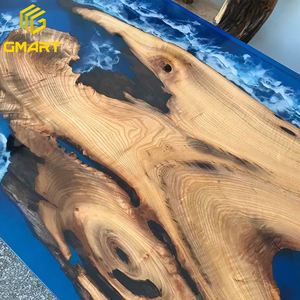 Meubles de salon indonésiens Gmart, <span class=keywords><strong>acheter</strong></span> des lampes en pierre 3D avec feuilles polies de 40 mm, tables en résine époxy avec fleurs et chaises - Product Image 1