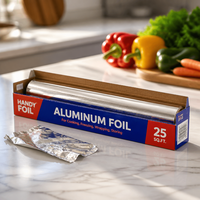 Rouleau géant de papier aluminium domestique 8011 8006, 45 cm x 150 m, 15 microns, qualité alimentaire, avec boîte colorée pour la fabrication de contenants