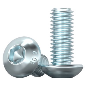 Round Head Hex <b>Socket</b> <b>Screws</b> Metric Grade 10.9 Blue White Zinc Plated ISO 7380 Alloy Steel Fastener Connection - Product Image 1