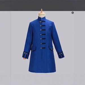 Men's Halloween Steampunk Coat Retro Stand Up Collar Jacket Long Sleeve Trench <b>Uniform</b> Cosplay <b>Costume</b> Black - Product Image 3
