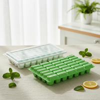 Barquette en plastique vert empilable de qualité alimentaire, transparente, à 30 cavités, jetable, pour l'emballage de raviolis et de wontons surgelés