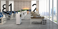 Meuble de bureau modulaire ouvert moderne sur mesure pour 2 à 6 personnes, poste de travail avec cloison, table de bureau ouverte pour le personnel
