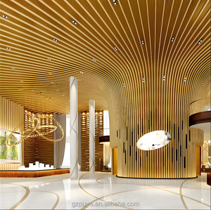 แผ่นฝ้าเพดานอะลูมิเนียมโค้งแบบหยัก แผ่นฝ้าเพดานแบบแถบไม่สม่ำเสมอ ท่ออะลูมิเนียมสี่เหลี่ยมสำหรับห้องโถง สำนักงาน โรงแรม ลานจอดรถ - Product Image 4