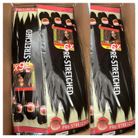 Mèches de Cheveux Synthétiques Pré-Étirées de 52 Pouces, 6x, 65g, Un Lot, Fibre Noire à Basse Température, Extensions de Tresses Pré-Étirées