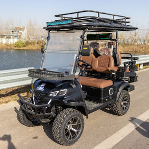 Voiture de golf électrique personnalisée noire avec batterie au lithium, 4 places, avec panneaux solaires - Product Image 1