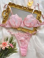 C093 Pakaian Dalam Wanita Seksi Grosir Pakaian Dalam Wanita Berenda Set Lingerie Seksi Dua Potong Set Bra dan Celana Dalam untuk Wanita