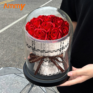Ramo de rosas de jabón Ammy, cúpula de cristal, pequeño ramo de rosas de viento fragante, flor de jabón, regalos de San Valentín para mujeres - Product Image 2
