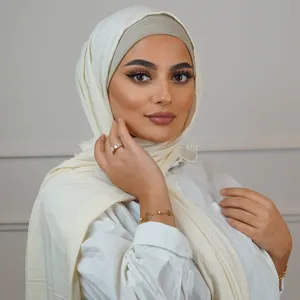 Écharpe en jersey de satin de qualité supérieure Strass Hijab en coton de qualité supérieure châle pashmina écharpe en jersey texturé châle en jersey lycra