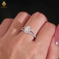 Bague de fiançailles en moissanite halo poire 1CT 5*8mm, bague en argent S925, bande fendue, couleur D, VVS, certifiée GRA, pour femmes