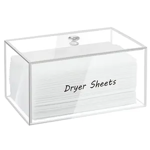 Custom Farmhouse Dryer Sheet Dispenser Clear Acrylic Dryer Sheet Holder for Laundry Room Decor & Organization