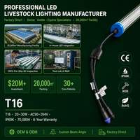 Lampu LED IP69K IK08 T16 160lm/W Efisiensi Tinggi 5000K Cahaya Siang Ra80 CRI Pencahayaan Peternakan Sapi Tahan Amonia Paduan Aluminium+PC