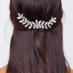 Simple Leaf Hair Chain Jewelry Wedding Rhinestone Hair Accessories Crystal Bride Hair Combs